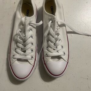 Converse White Sneakers with Red and Blue Accents